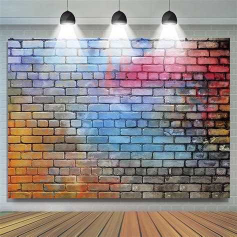 Colorful Brick Wall Hip Hop Birthday Party Backdrop - Lofaris