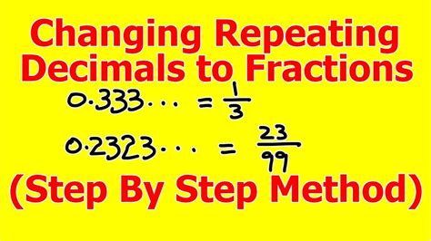 Express Repeating Decimal As A Fraction Repeating Decimal To Fraction