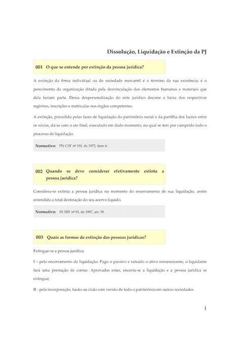 PDF Dissolução Liquidação e Extinção da PJEDtulo 20IV 20 004 O