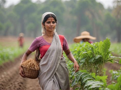 Premium Photo | Indian women farmer in farm field isolated