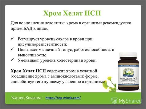 Презентация на тему: "Хром Хелат НСП (Chromium Chelate NSP) - состав ...