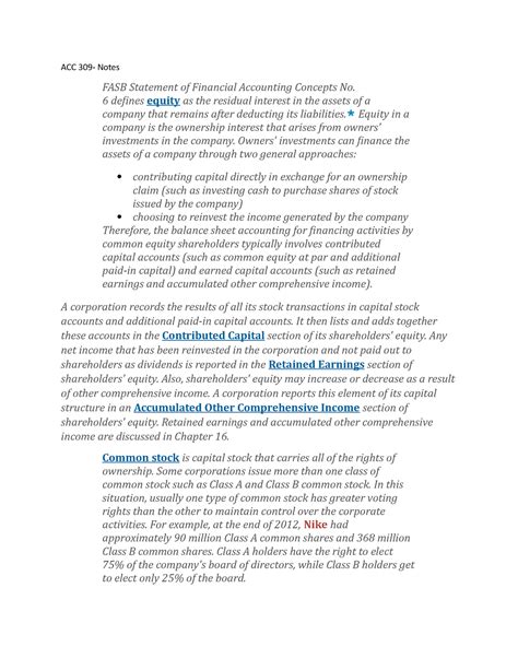 Acc Notes Acc Notes Fasb Statement Of Financial Accounting