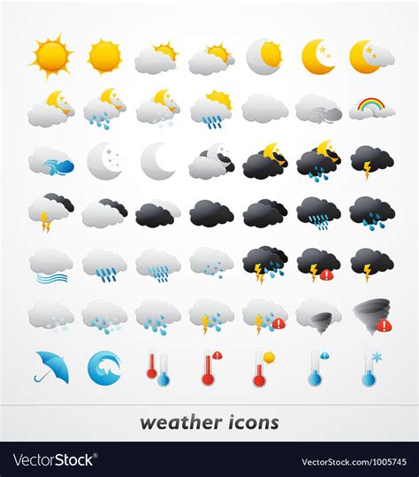 Weather Icons Royalty Free Vector Image Vectorstock