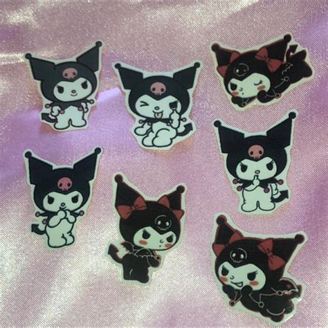 7 kuromi stickers bundle 🖤 perfect for phone cases,... - Depop