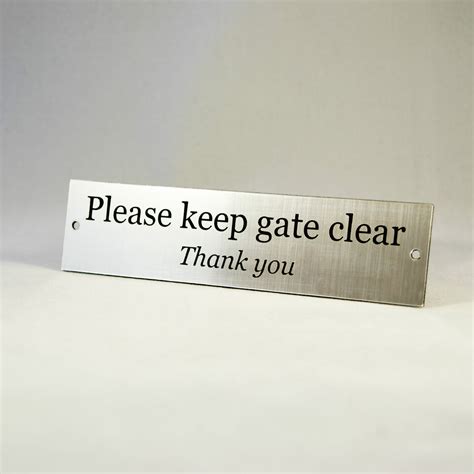 Please Keep Gate Clear Plastic Sign Laser Engraved Home Store Fence