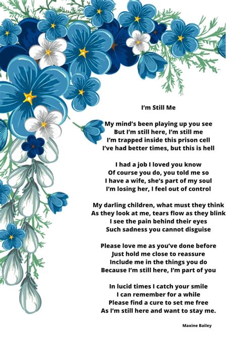 Alzheimer S Dementia Poem I M Still Me A4 Digital Print To Download Etsy