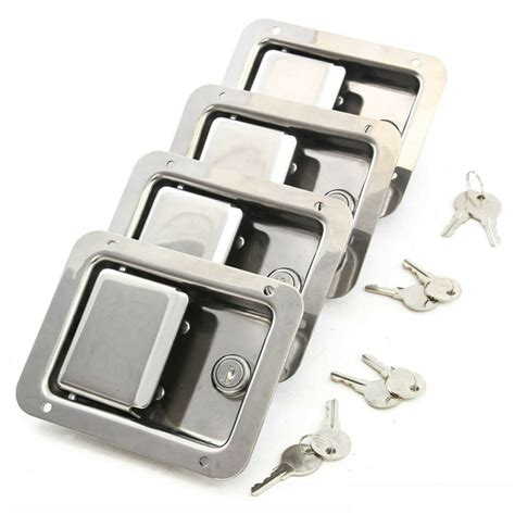 4pcs Auto Car Truck Trailer Door Tool Box Lock Latch W Gasket 304 Stainless Steel Keys Camper