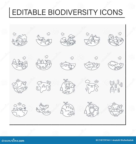 Biodiversity Line Icons Set Stock Vector Illustration Of Humans