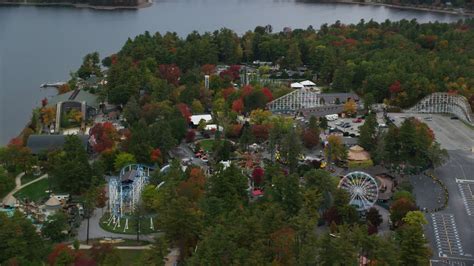 5 5K Aeria Video Orbiting Colorful Foliage Canobie Lake Park Autumn