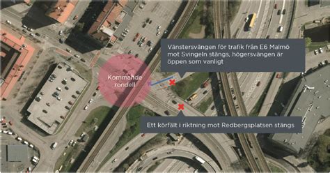 Körfält på Redbergsvägen stängs av Trafiken nu Göteborg