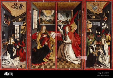 Fine Arts Religious Art Saint Mary Annunciation Painting Triptych Circa 15th Century