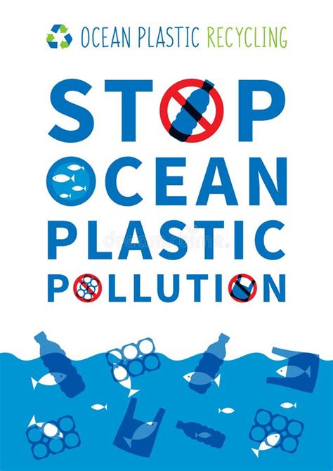 Stop Ocean Plastic Pollution Vector Illustration Stock Vector