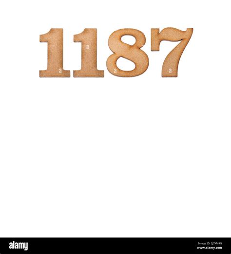 Number 1187 In Wood Isolated On White Background Stock Photo Alamy