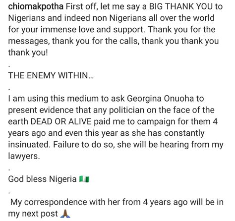 The Enemy Within Chioma Chukwuka Hits Back At Georgina Onuoha After She Accused Her Of