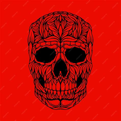 Premium Vector Illustration Of Skull In Floral Style Design Element For Poster Card Banner