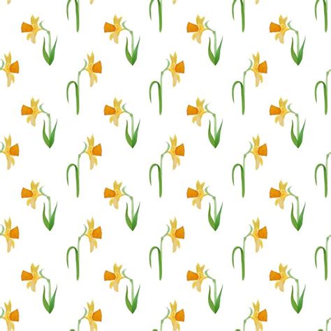 Premium Photo Hand Drawn Watercolor Pattern Of Daffodils Print For