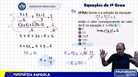 EquaÇÃo Do 1º Grau 04 ResoluÇÃo De Problemas Youtube