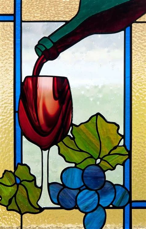 Stained Glass Window With Grapes And Wine