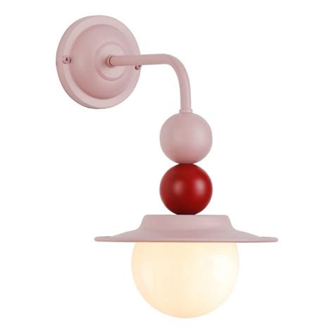 David Hunt Neo Wall Light Blush Pink And Strawberry Red And Opal Glass