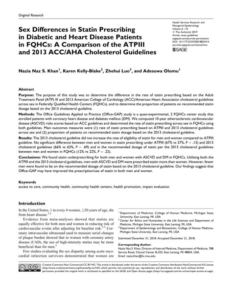 Pdf Sex Differences In Statin Prescribing In Diabetic And Heart