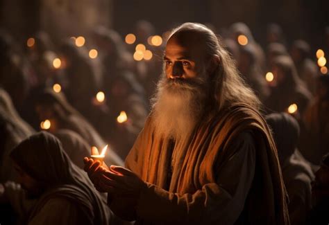 Premium Photo Bearded Man Holding Lit Candle