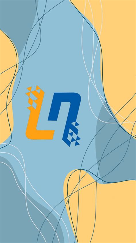 An Abstract Image Of The Letter L In Blue Orange And Yellow With Lines