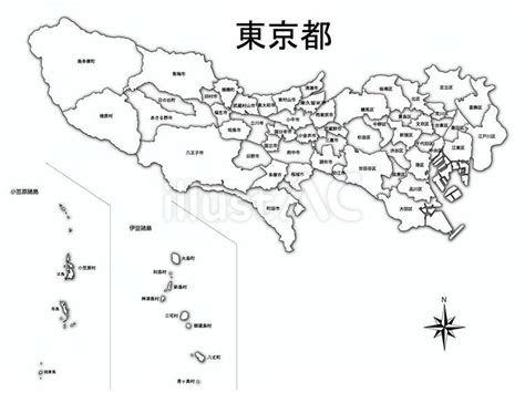 東京都の市町村名入り白地図イラスト No 23834509｜無料イラスト・フリー素材なら「イラストac」