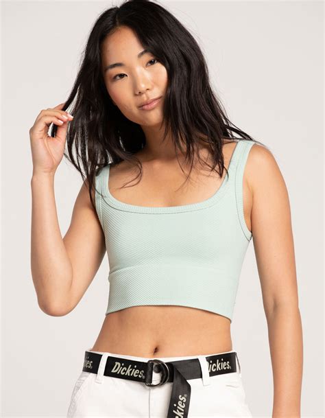 Full Tilt Seamless Chevron Womens Crop Tank Top Mint Tillys