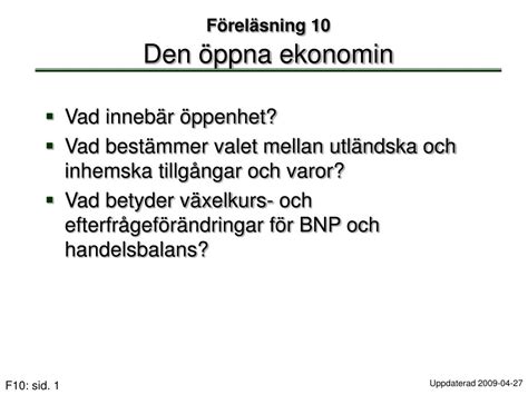 PPT Föreläsning 10 Den öppna ekonomin PowerPoint Presentation free