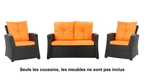 Coussins pour canapé de jardin 4 5 personnes rotin Orange Boutique