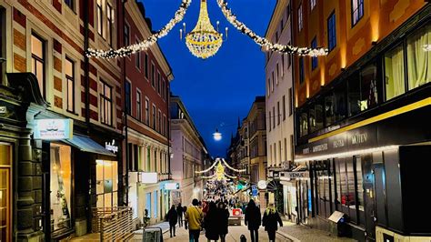 Stockholm Sweden Drottninggatan Shopping Street Night Walk Tour K