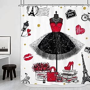 Amazon Riyidecor Girly Dresses Fashion Shower Curtain 60Wx72H Inch