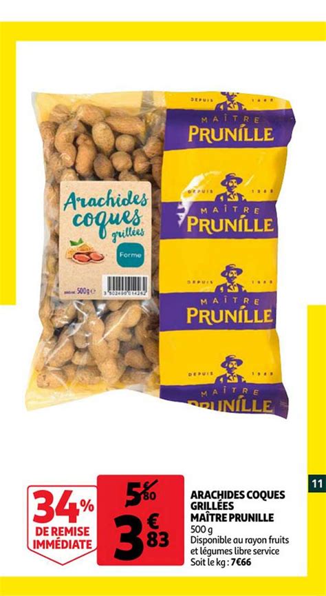 Promo Arachides Coques Grillées Maître Prunille chez Auchan iCatalogue fr