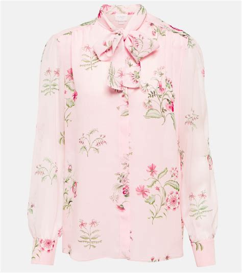 Giambattista Valli Floral Tie Neck Silk Blouse Giambattista Valli