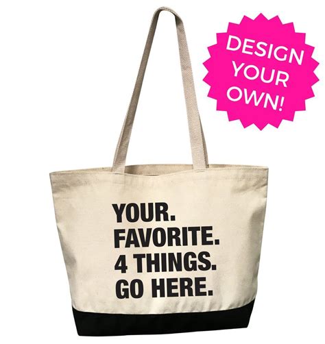 4 Things® Personalized Tote Bag Custom Pre Order Tote Personalized Tote Bags Tote Bag