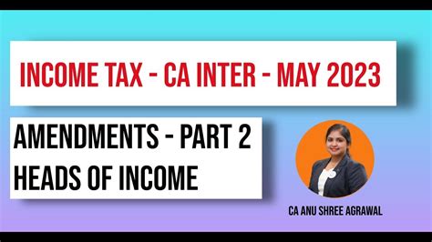 Income Tax Amendments Ca Inter May Part Heads Of Income