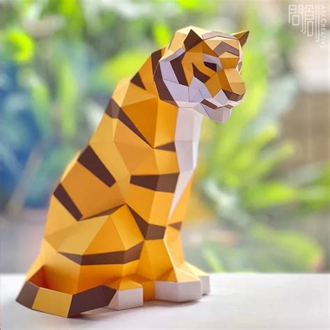 Bengal Tiger paper model ,Papercraft , DIY , Low poly , PDF Papercraft ...