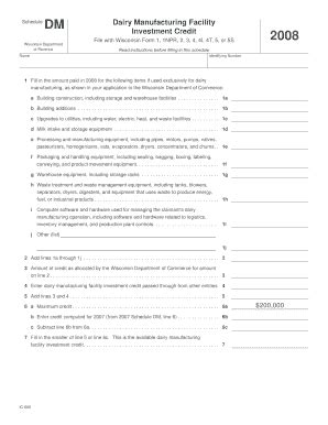 Fillable Online Revenue Wi Ic Schedule Dm Dairy