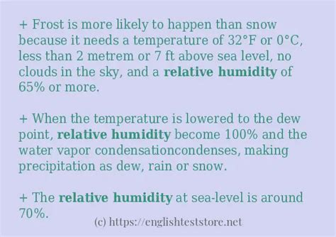 Example Sentences Of Relative Humidity Englishteststore Blog