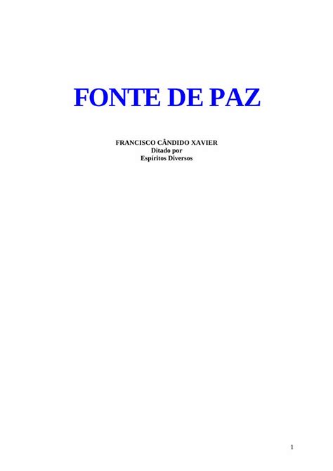 PDF Fonte de paz psicografia chico xavier espíritos diversos