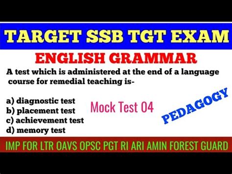 Target Ssb Tgt Exam English Grammar Mcqs English Pedagogy