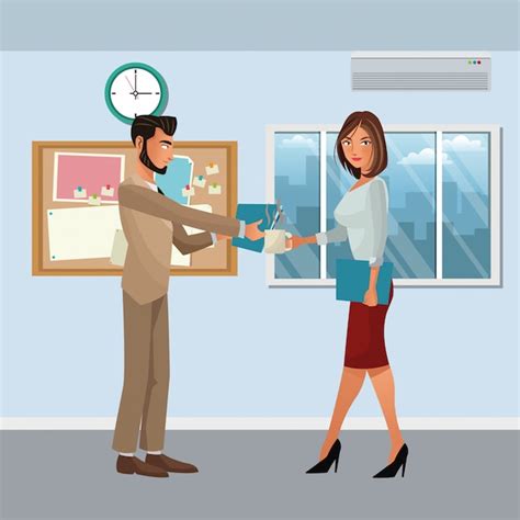 Premium Vector Business Characters In Office Scene