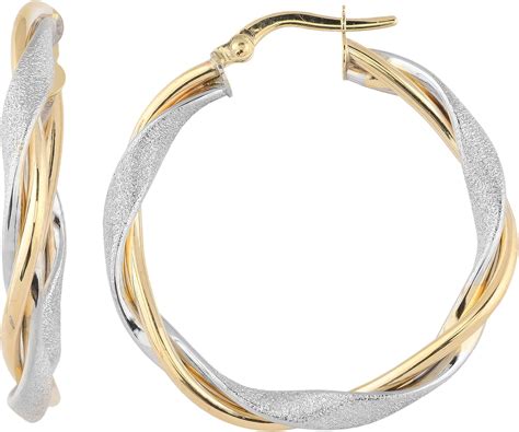 Amazon Kooljewelry K Two Tone Gold X Mm Twisted Hoop Earrings