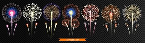 Set Of Bright Realistic Fireworks Vector Illustration 22704667 Vector