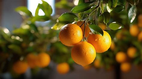 Premium Ai Image Branch Orange Tree Fruits Green Leaves In Spain