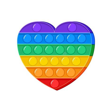 Popit Vector Toy Rainbow Push Bubbles Fidget Icon Sensory Game Heart