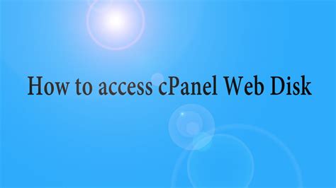 Access CPanel Web Disk YouTube