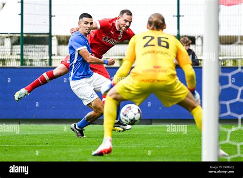 Genk S Daniel Munoz Mejia And Antwerp S Vincent Janssen Pictured In