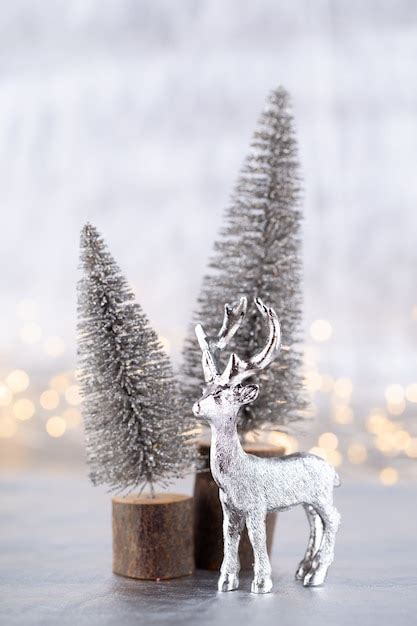 Premium Photo | Christmas tree on silver