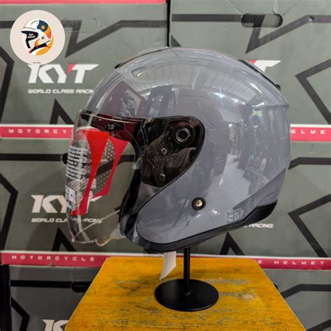 Jual Helm Half Face Kyt Kyoto Solid Gorilla Grey Gray Abu Gloss M